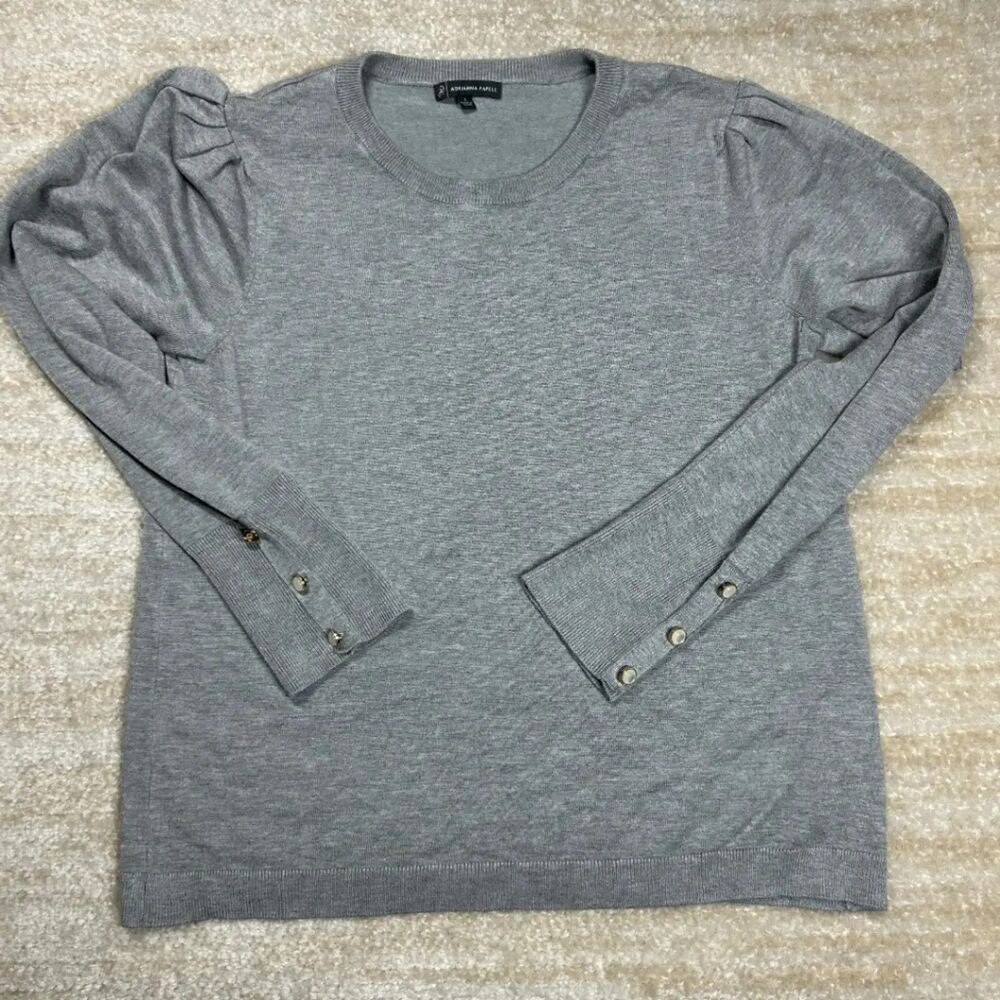 Arianna Papell Women's Long Sleeve Pullover Sweater Size L Grey Viscose Nylon